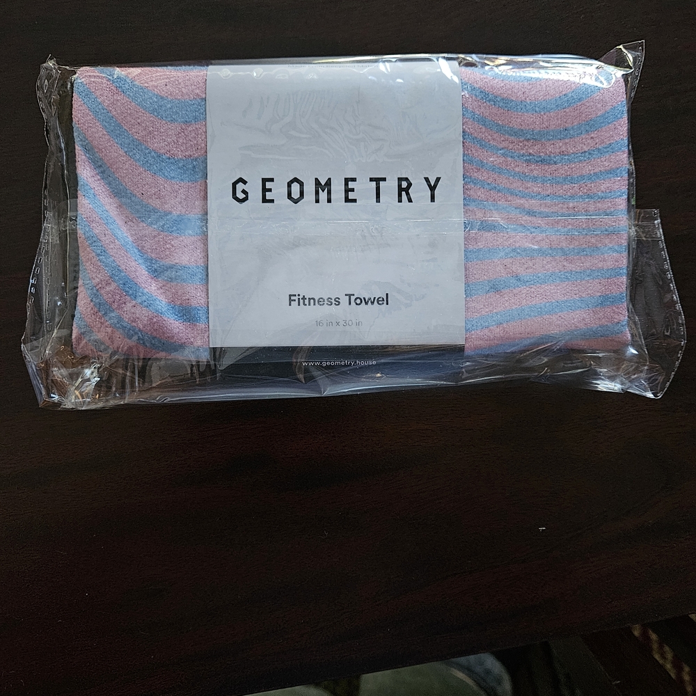Geometry Striped Pink and Blue Fitness Towel